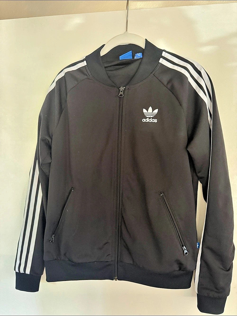 Women Adidas Originals Big Trefoil Track Jacket Black & White Small